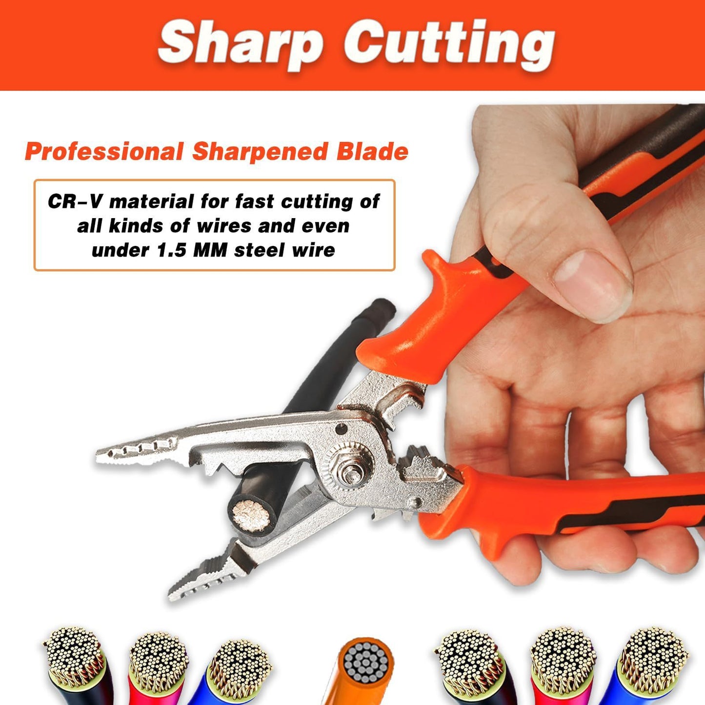 Multi-Function Insulated Wire Stripper with Cutter and Crimper