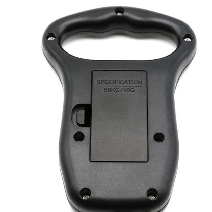 Black digital scale with specifications on a white background