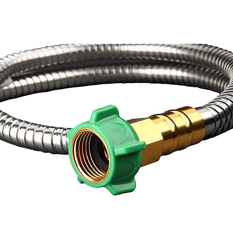 Kink-Resistant Stainless Steel Garden Hose with Adjustable Brass Nozzle